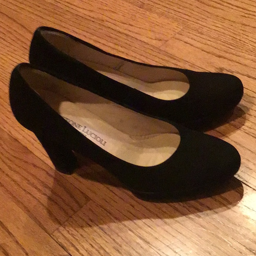 Black suede pumps